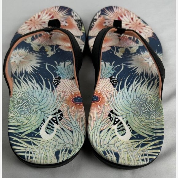 Olukai Ho'Opio Floral Flip Flops Thongs Sandals Womens Sz 7 Hawaiian Beach - Picture 4 of 5